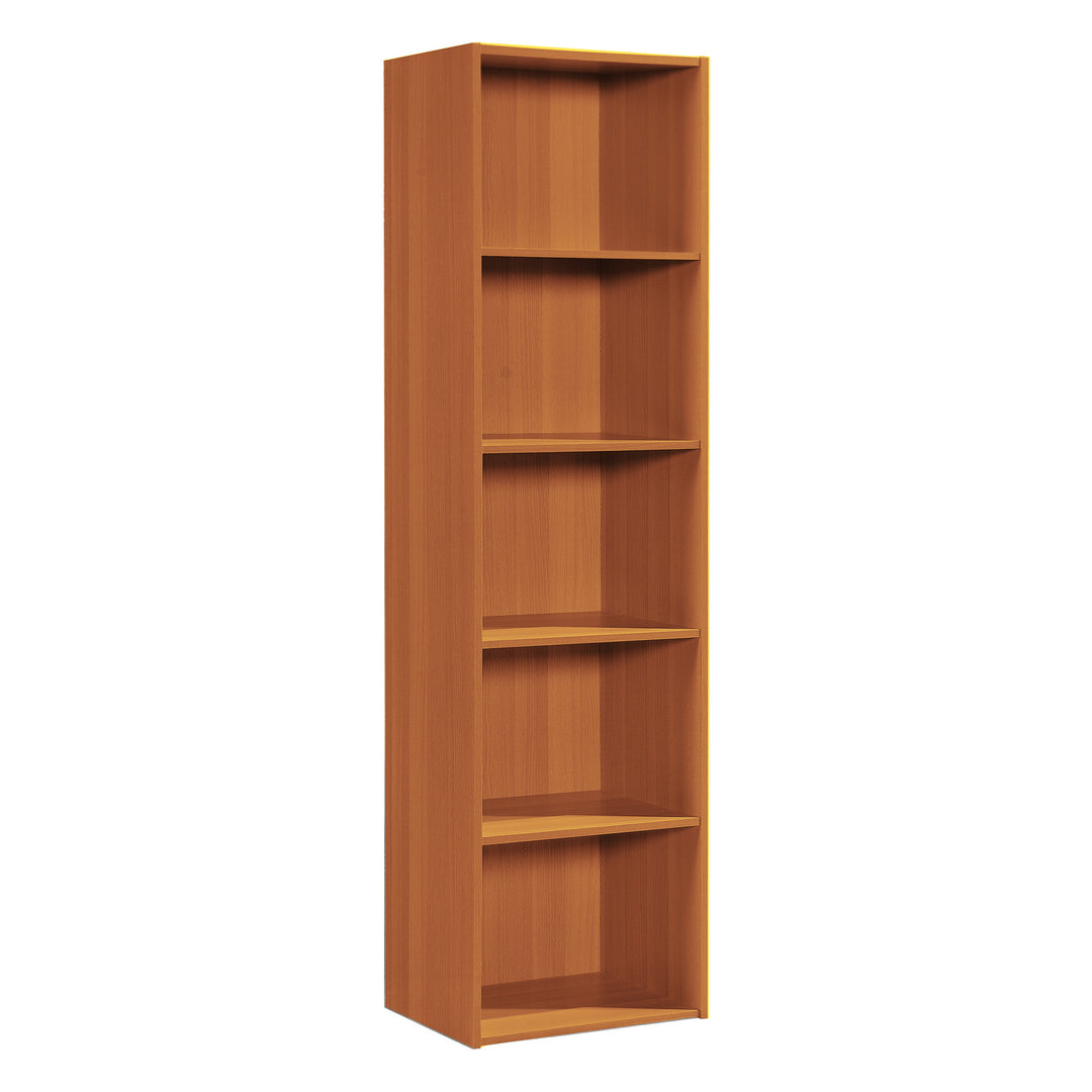 12 x 16 x 60 Inch 5 Shelf Bookcase Organizer, Cherry Wood Finish (Open Box)