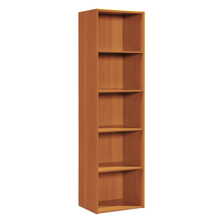 12 x 16 x 60 Inch 5 Shelf Bookcase Organizer, Cherry Wood Finish (Open Box)