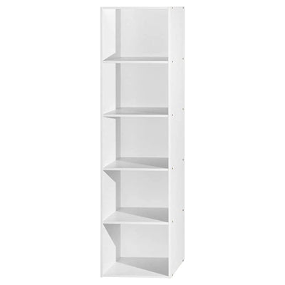 Hodedah 12 x 16 x 60 Inch 5 Shelf Bookcase and Office Organizer, White Finish - VMInnovations