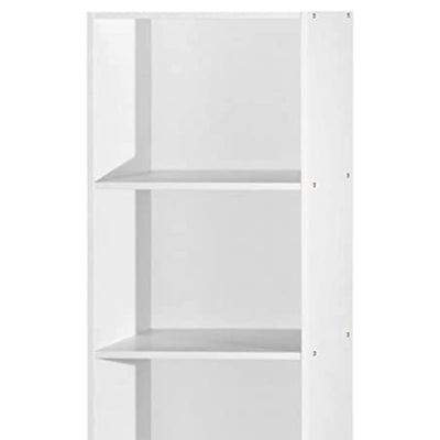 12 x 16 x 60 In 5 Shelf Bookcase Organizer, White Wood Finish (Used)