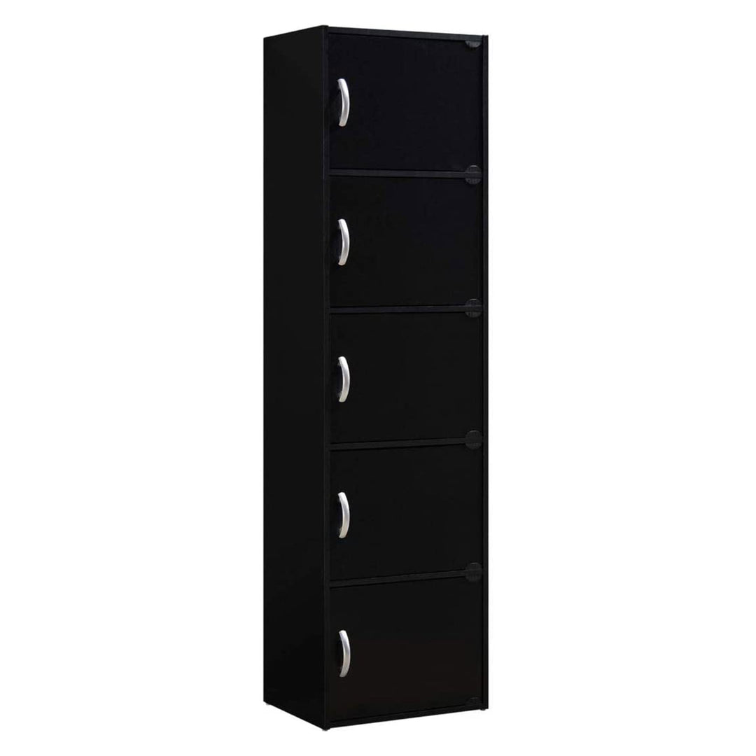 Hodedah 5 Shelf Home and Office Enclosed Organization Storage Cabinet, Black