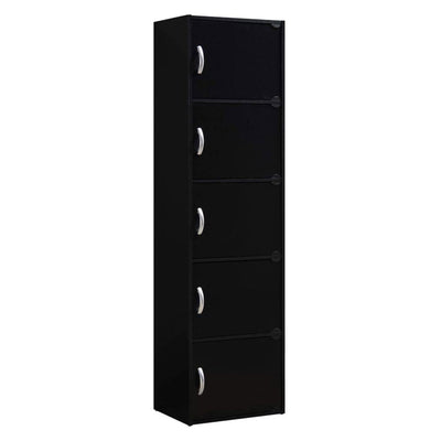 Hodedah 5 Shelf Home and Office Enclosed Organization Storage Cabinet, Black