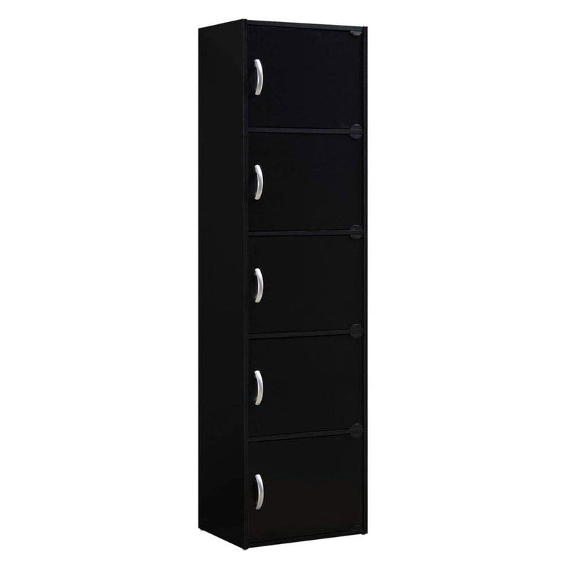 Hodedah 5 Shelf Home and Office Enclosed Organization Storage Cabinet, Black