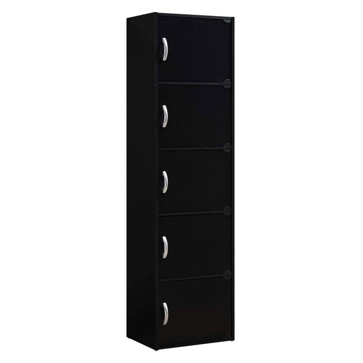 Hodedah 5 Shelf Home and Office Enclosed Storage Cabinet, Black (For Parts)