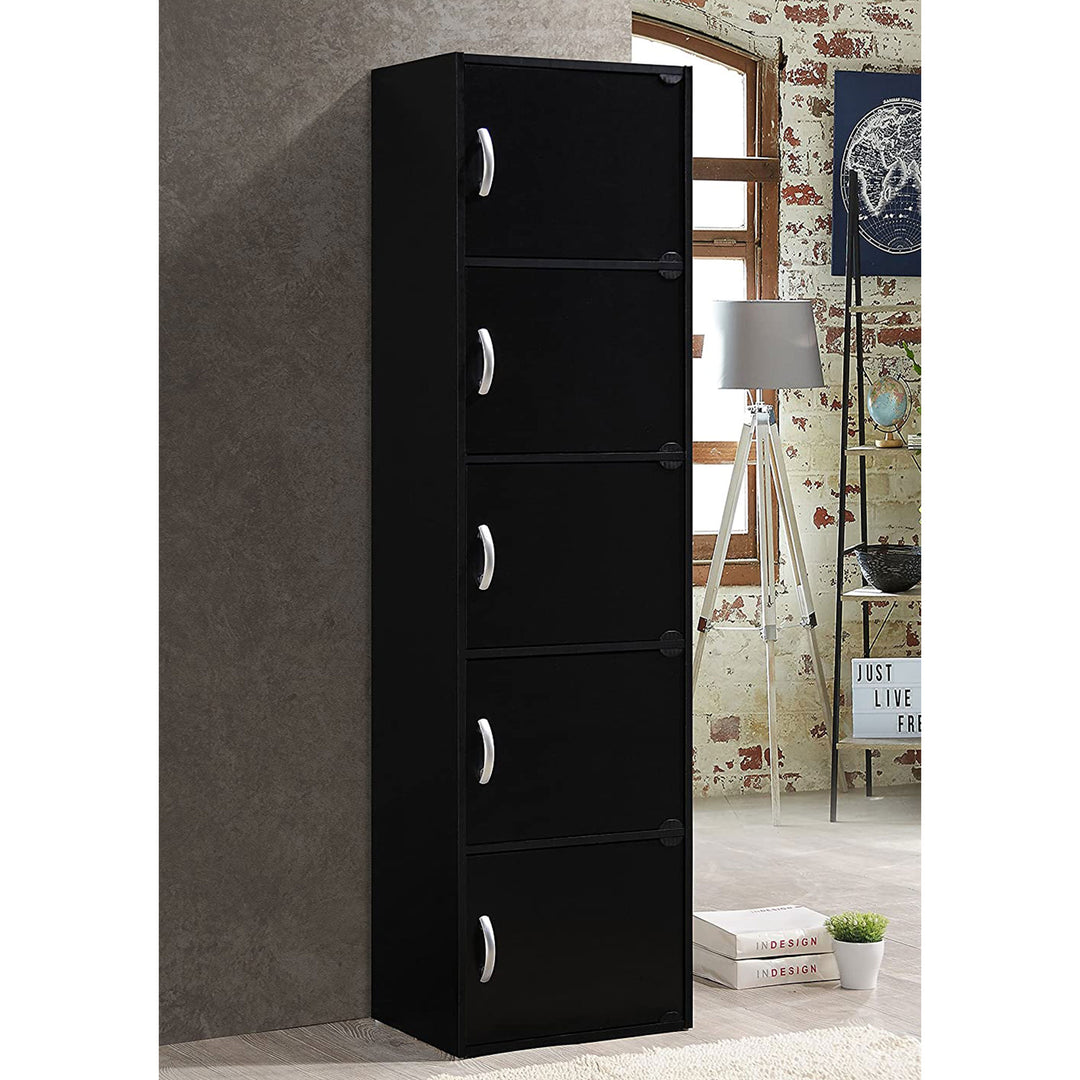 Hodedah 5 Shelf Home and Office Enclosed Storage Cabinet, Black (For Parts)