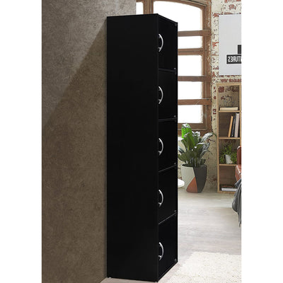 Hodedah 5 Shelf Home/Office Enclosed Organization Storage Cabinet, Black (Used)