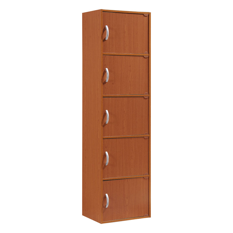 Hodedah 5 Shelf Home and Office Enclosed Organization Cabinet, Cherry (Used)