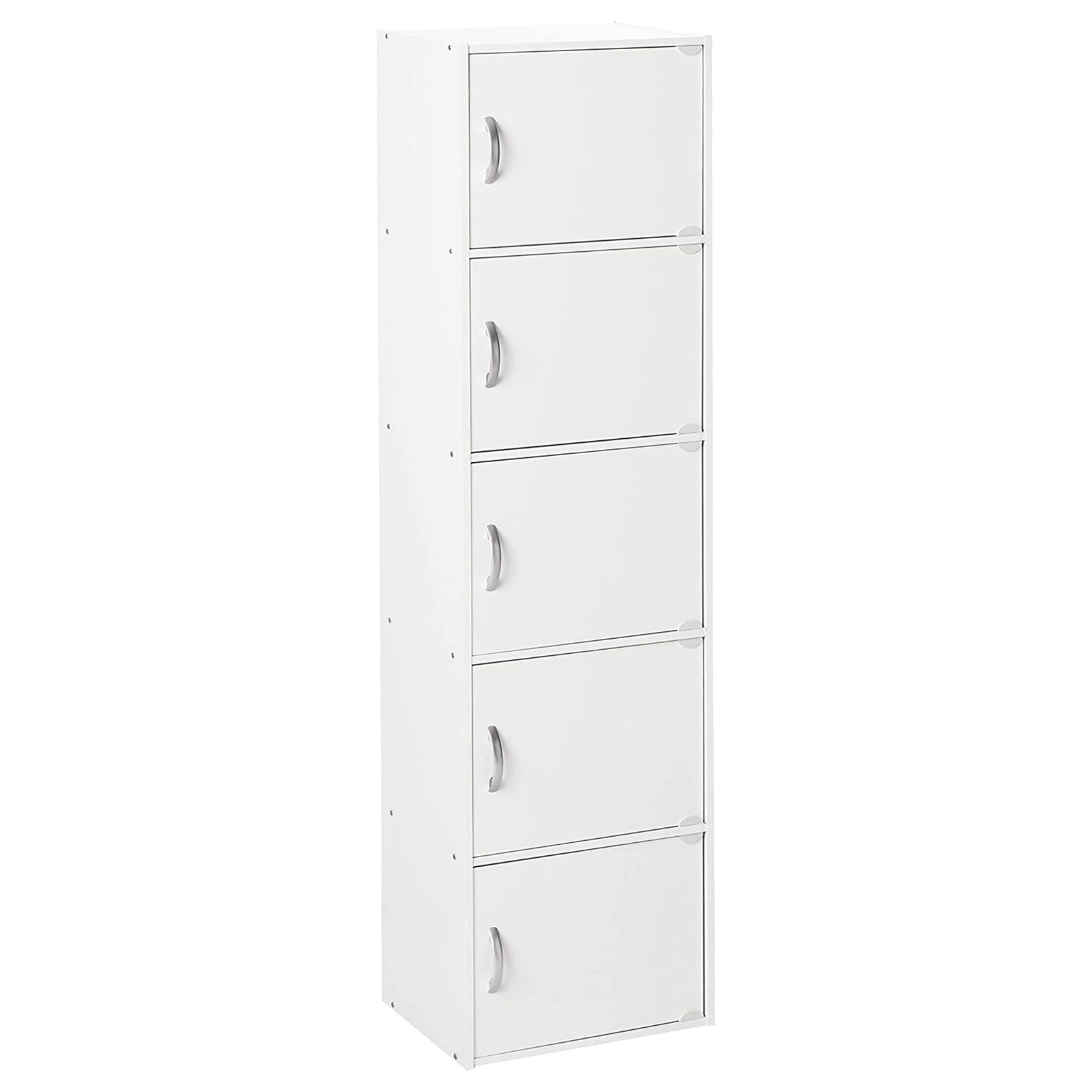 Hodedah 5 Shelf Home and Office Enclosed Organization Storage Cabinet, White - VMInnovations