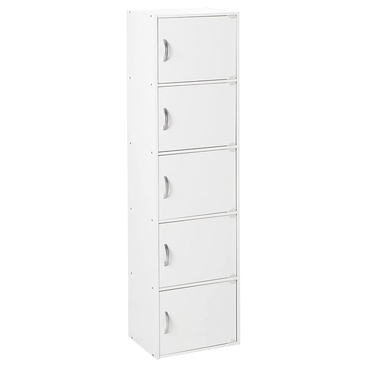 Hodedah 5 Shelf Home and Office Organization Storage Cabinet, White (Open Box)