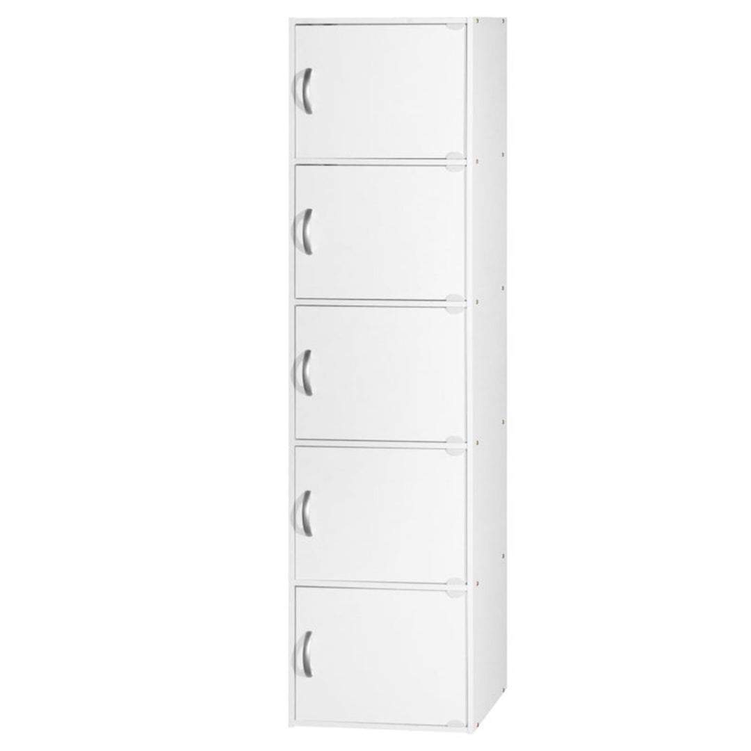 Hodedah 5 Shelf Home and Office Enclosed Organization Storage Cabinet, White