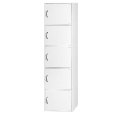 Hodedah 5 Shelf Home and Office Organization Storage Cabinet, White (For Parts)