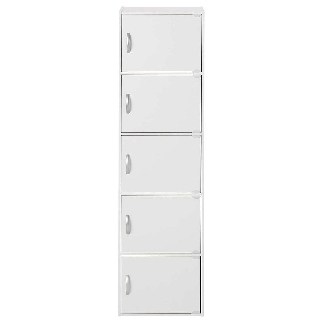 Hodedah 5 Shelf Home and Office Enclosed Organization Storage Cabinet, White