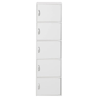 Hodedah 5 Shelf Home and Office Enclosed Organization Storage Cabinet, White