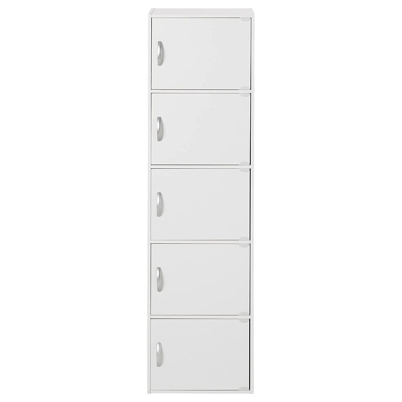 Hodedah 5 Shelf Home and Office Organization Storage Cabinet, White (For Parts)