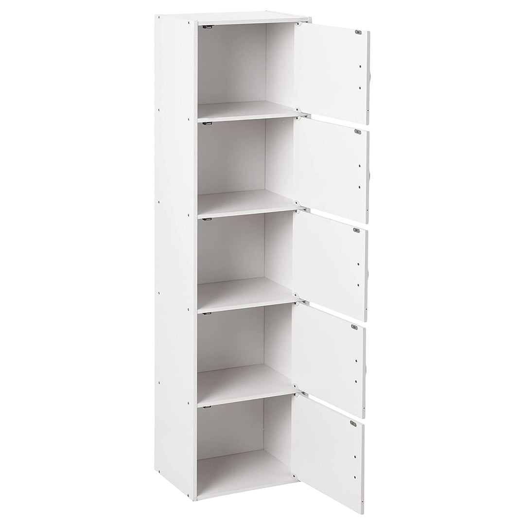 Hodedah 5 Shelf Home and Office Enclosed Organization Storage Cabinet, White