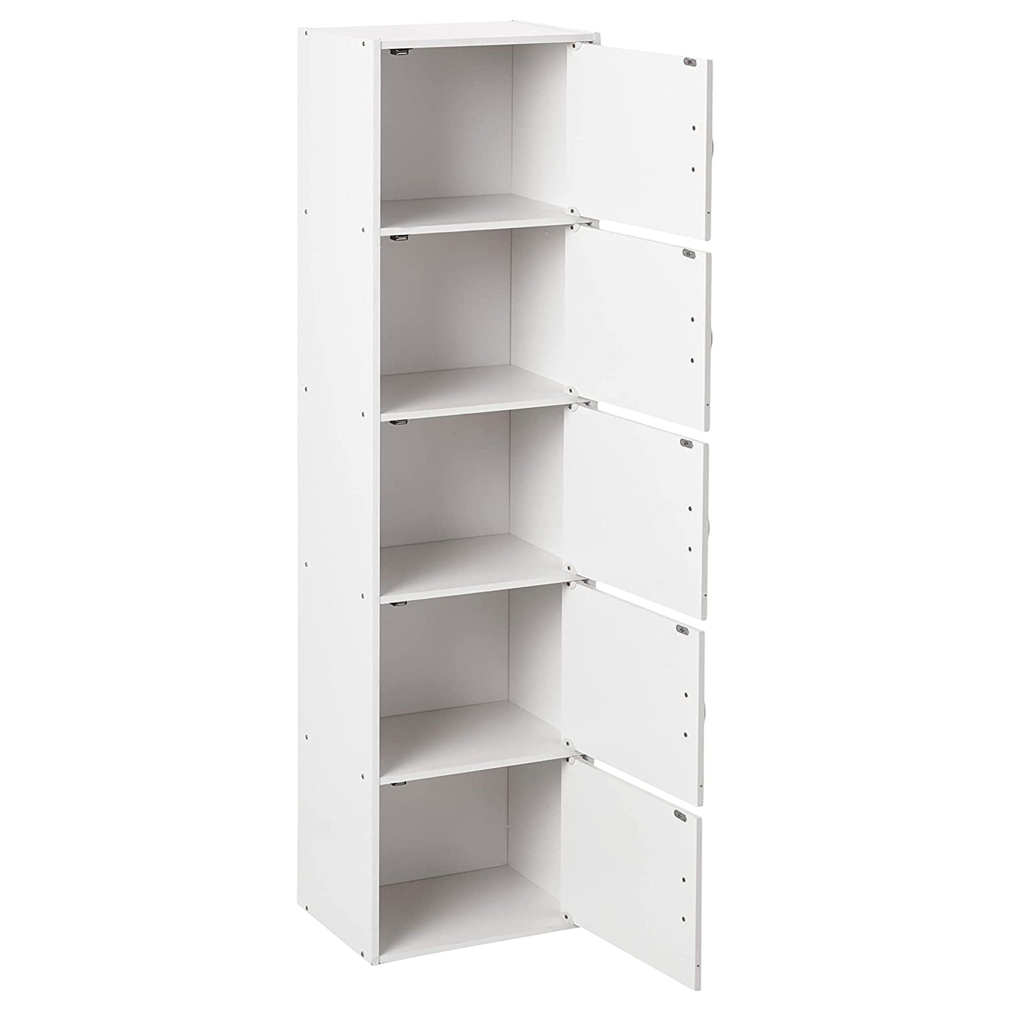 Hodedah 5 Shelf Home and Office Organization Storage Cabinet, White (For Parts) - VMInnovations