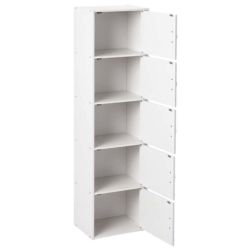 Hodedah 5 Shelf Home and Office Enclosed Organization Storage Cabinet, White