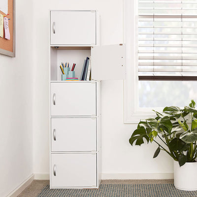 Hodedah 5 Shelf Home and Office Organization Storage Cabinet, White (For Parts) - VMInnovations