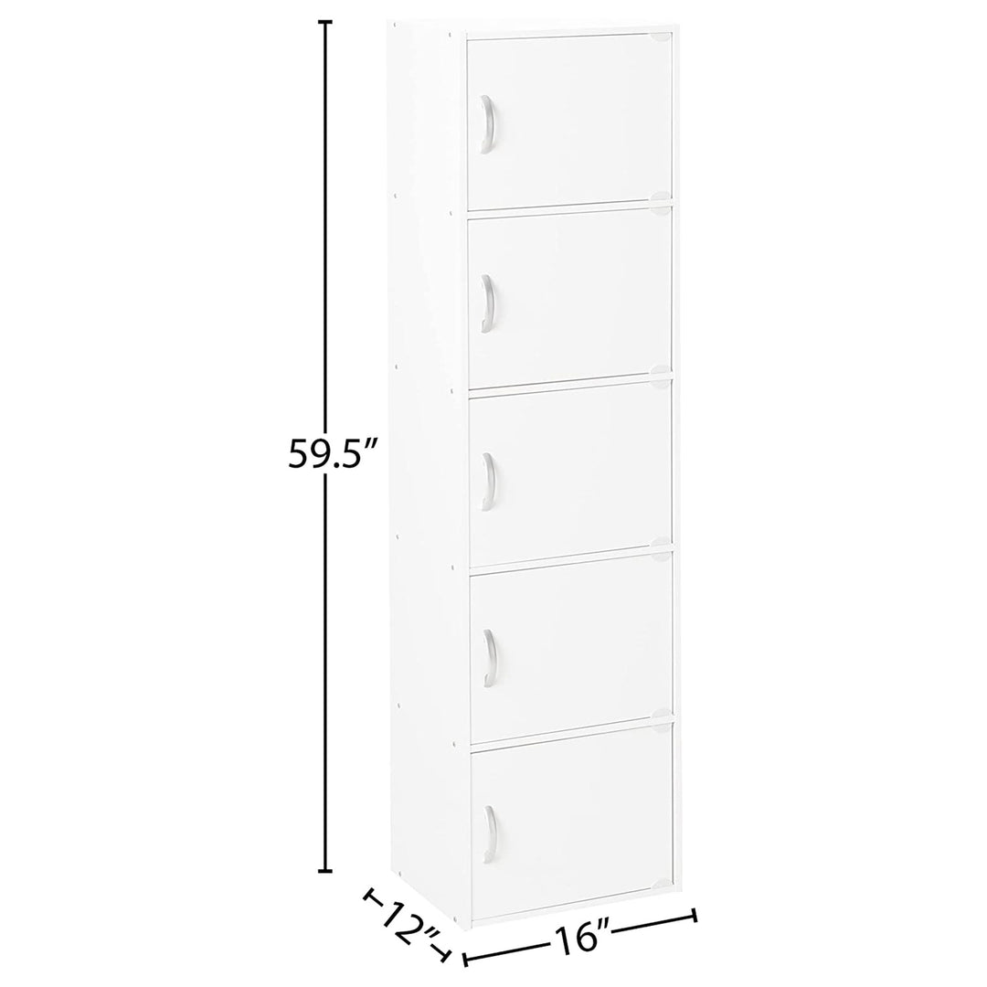 Hodedah 5 Shelf Home and Office Enclosed Organization Storage Cabinet, White