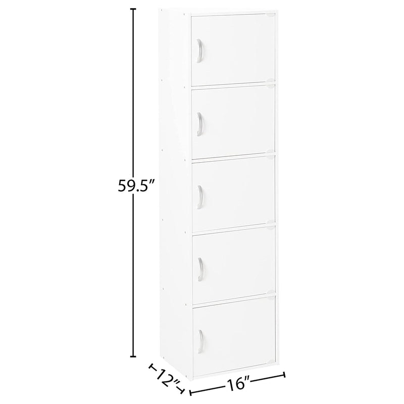 Hodedah 5 Shelf Home and Office Organization Storage Cabinet, White (For Parts)