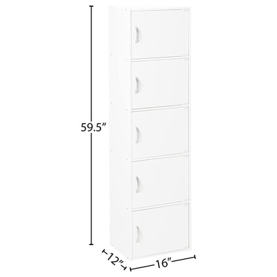 Hodedah 5 Shelf Home and Office Organization Storage Cabinet, White (For Parts) - VMInnovations