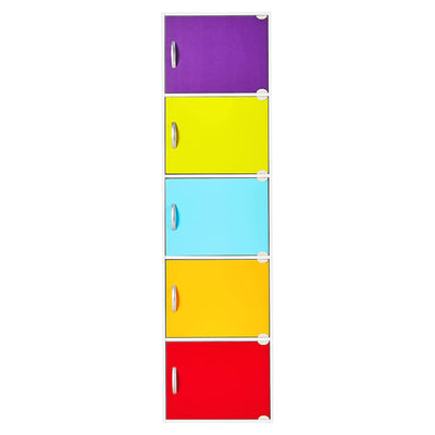 5 Shelf Home and Office Enclosed Organization Storage Cabinet, Rainbow (Used)