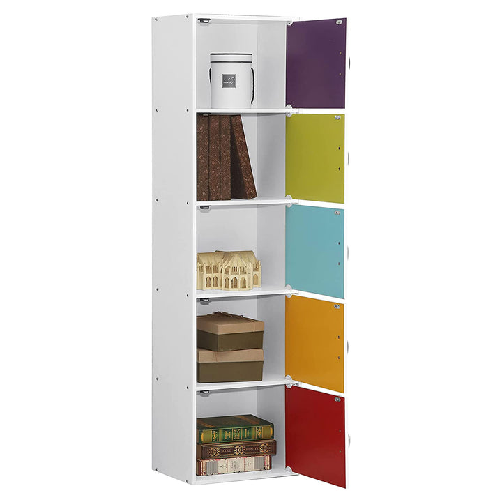 Hodedah 5 Shelf Home and Office Enclosed Organization Storage Cabinet, Rainbow