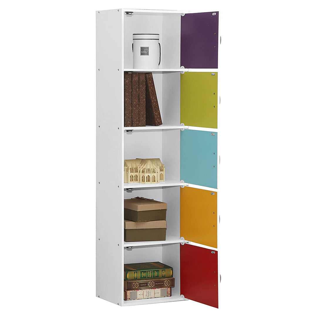 5 Shelf Home and Office Enclosed Organization Storage Cabinet, Rainbow (Used)
