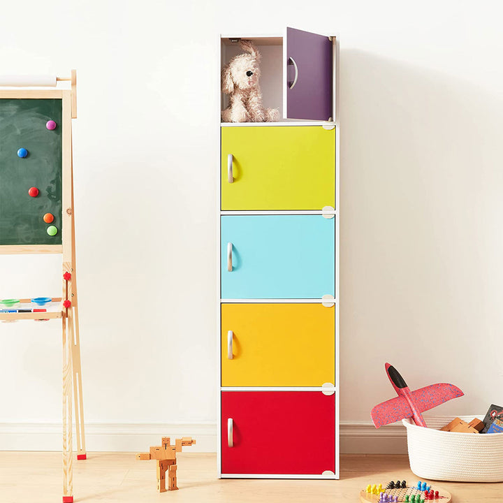 5 Shelf Home and Office Enclosed Organization Storage Cabinet, Rainbow (Used)