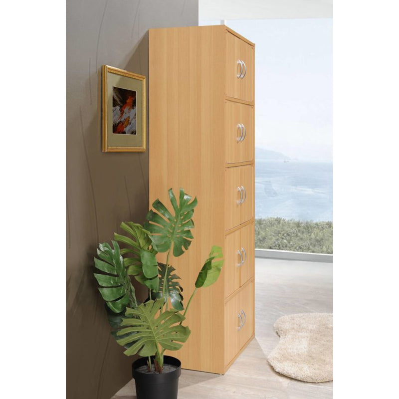 Hodedah 10 Door Enclosed Multipurpose Storage Cabinet for Home and Office, Beech