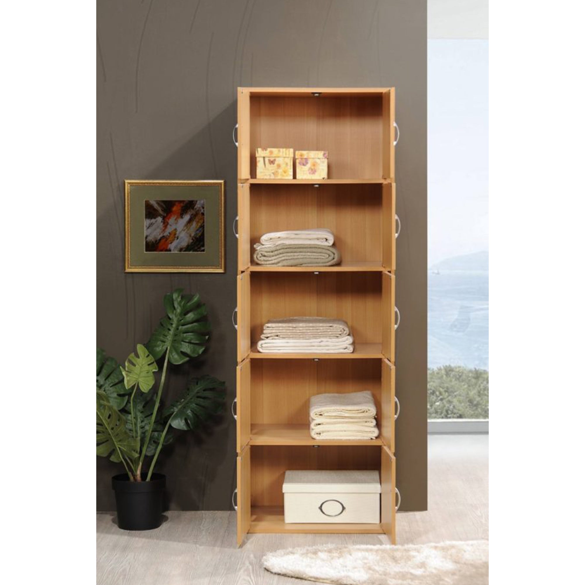 Hodedah 10 Door Enclosed Multipurpose Storage Cabinet for Home and Office, Beech - VMInnovations