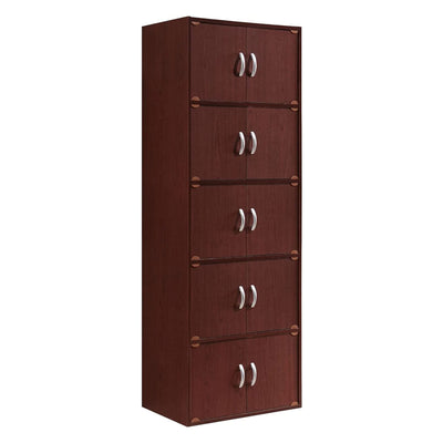 Hodedah 10 Door Enclosed Multipurpose Storage Cabinet for Home/Office, Mahogany - VMInnovations