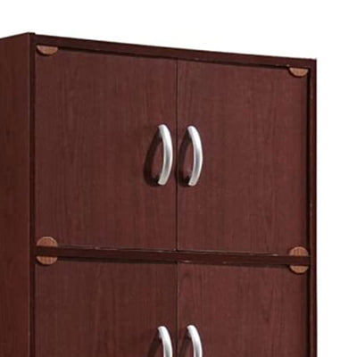 Hodedah 10 Door Enclosed Multipurpose Storage Cabinet for Home/Office, Mahogany