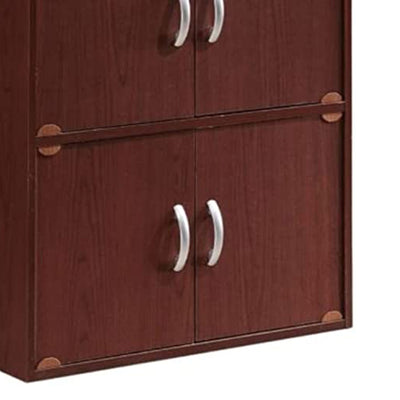 Hodedah 10 Door Enclosed Multipurpose Storage Cabinet for Home/Office, Mahogany