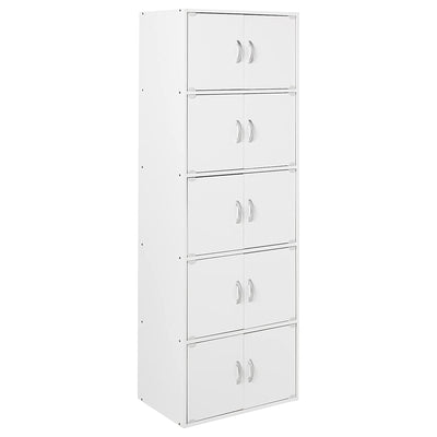 Hodedah 10 Door Enclosed Multipurpose Storage Cabinet, White (Open Box)