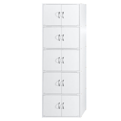 Hodedah 10 Door Enclosed Multipurpose Storage Cabinet, White (Open Box)