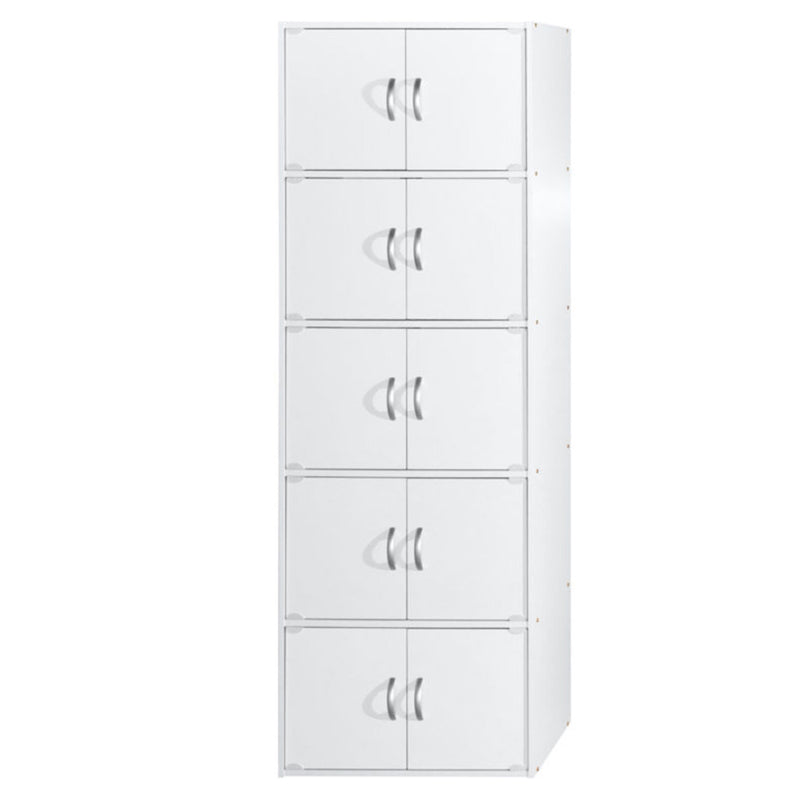 Hodedah 10 Door Enclosed Multipurpose Storage Cabinet for Home and Office, White