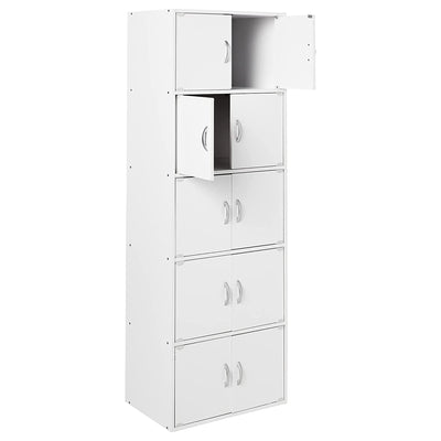 Hodedah 10 Door Enclosed Multipurpose Storage Cabinet, White (Open Box)