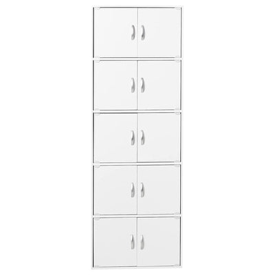 Hodedah 10 Door Enclosed Multipurpose Storage Cabinet, White (Open Box)