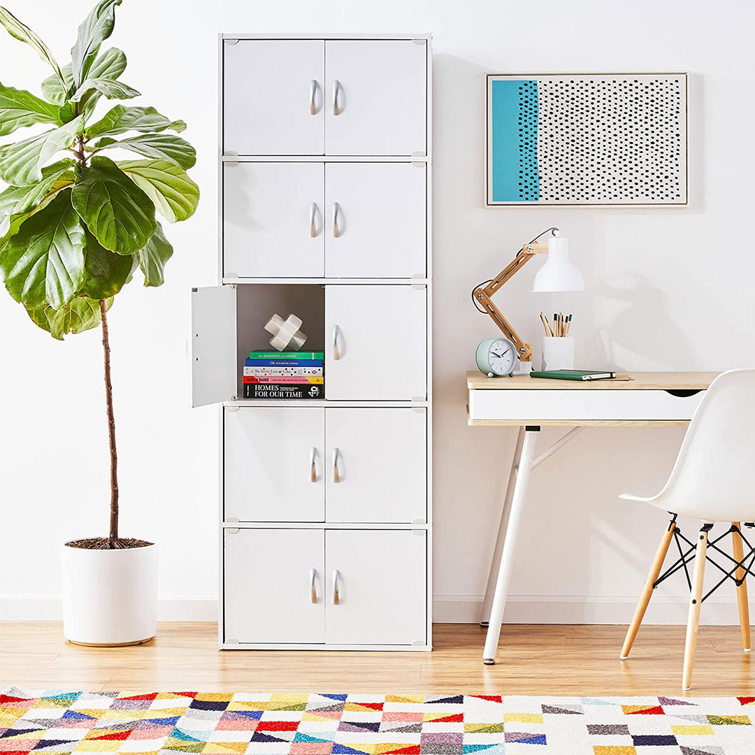 Hodedah 10 Door Enclosed Storage Cabinet for Home & Office, White (Used) - VMInnovations