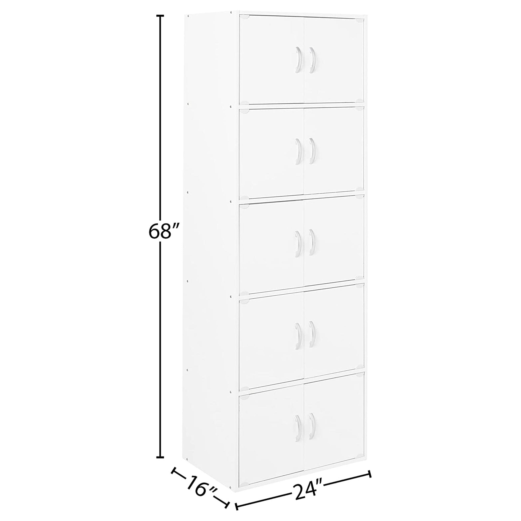 Hodedah 10 Door Enclosed Multipurpose Storage Cabinet, White (Open Box) - VMInnovations