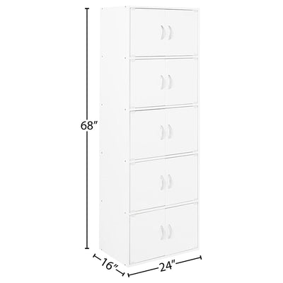 Hodedah 10 Door Enclosed Multipurpose Storage Cabinet, White (Open Box)