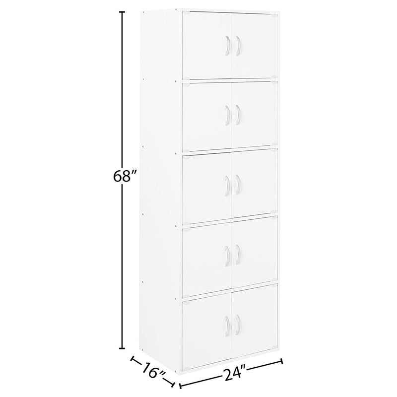 Hodedah 10 Door Enclosed Multipurpose Storage Cabinet, White (Open Box)