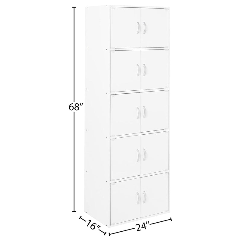 Hodedah 10 Door Enclosed Multipurpose Storage Cabinet for Home and Office, White