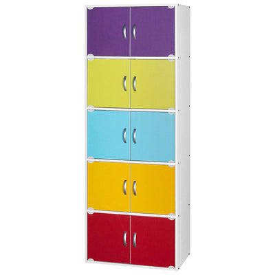 Hodedah 10 Door Enclosed Multipurpose Cabinet for Home/Office, Rainbow (Used)