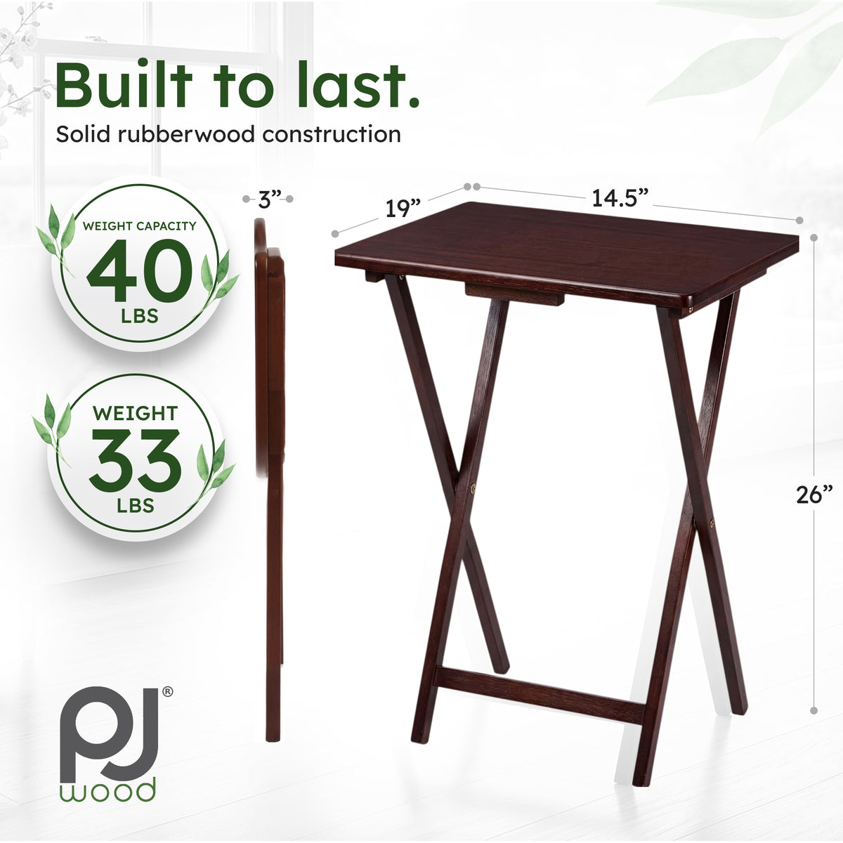 PJ Wood Folding TV Tray Tables with Compact Storage Rack, Honey Oak, (For Parts)