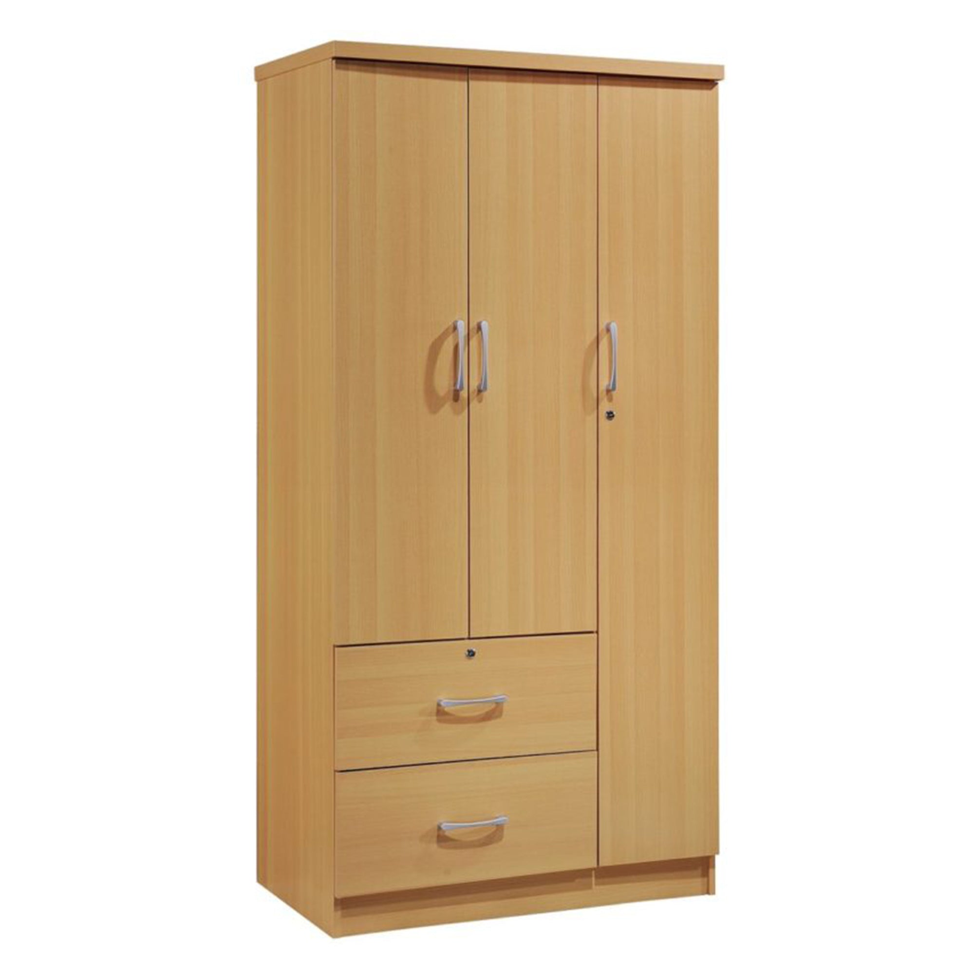 Hodedah Import 3 Door Armoire with Clothing Rod, Shelves & 2 Drawers (For Parts) - VMInnovations