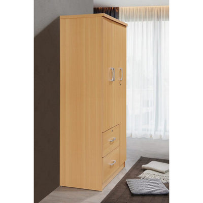 Hodedah Import 3 Door Armoire with Clothing Rod, Shelves & 2 Drawers (For Parts) - VMInnovations