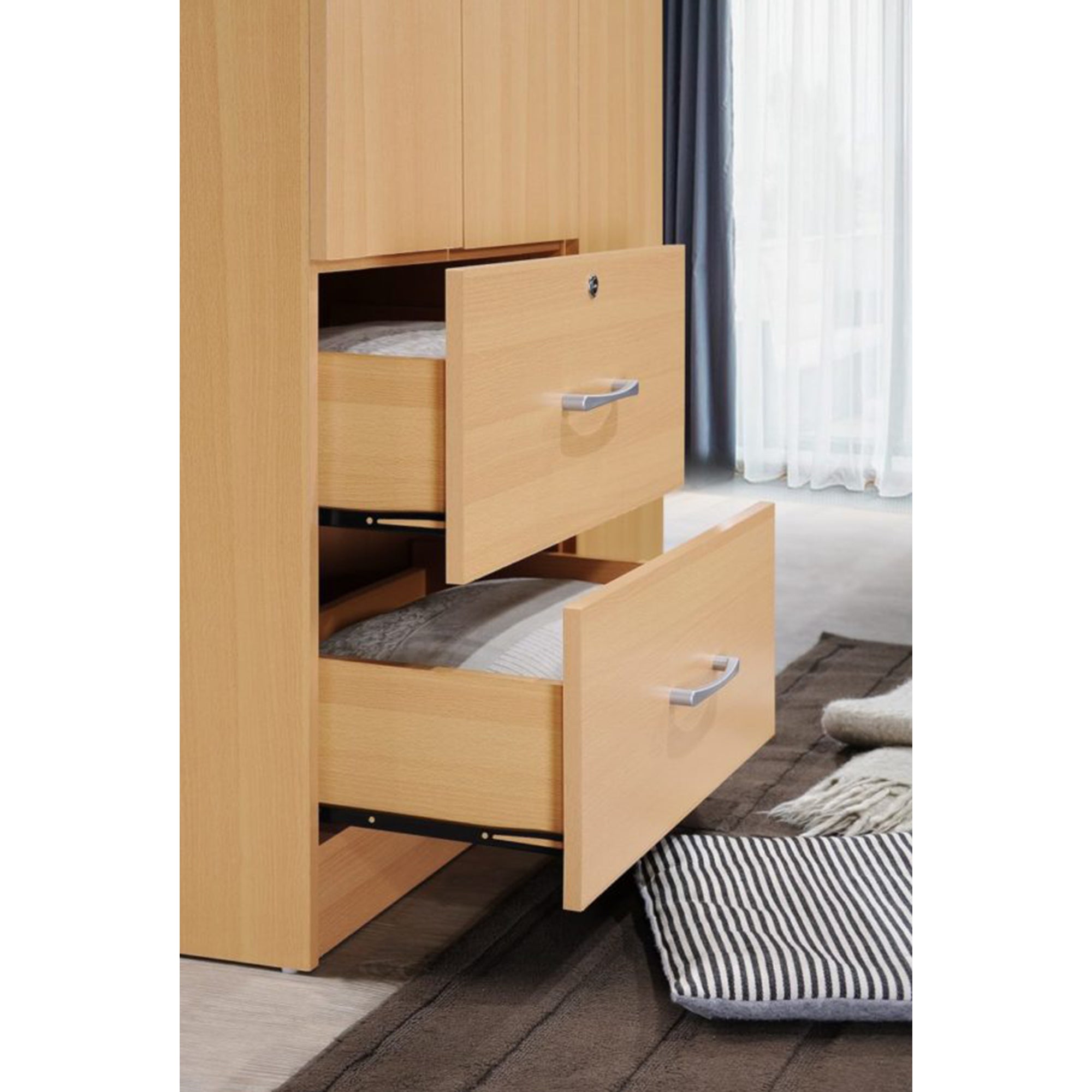 Hodedah Import 3 Door Armoire with Clothing Rod, Shelves & 2 Drawers (For Parts) - VMInnovations