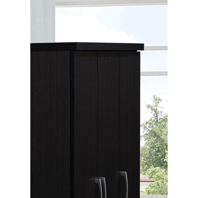 Hodedah Import 3 Door Armoire with Clothing Rod, Shelves, & 2 Drawers, Chocolate